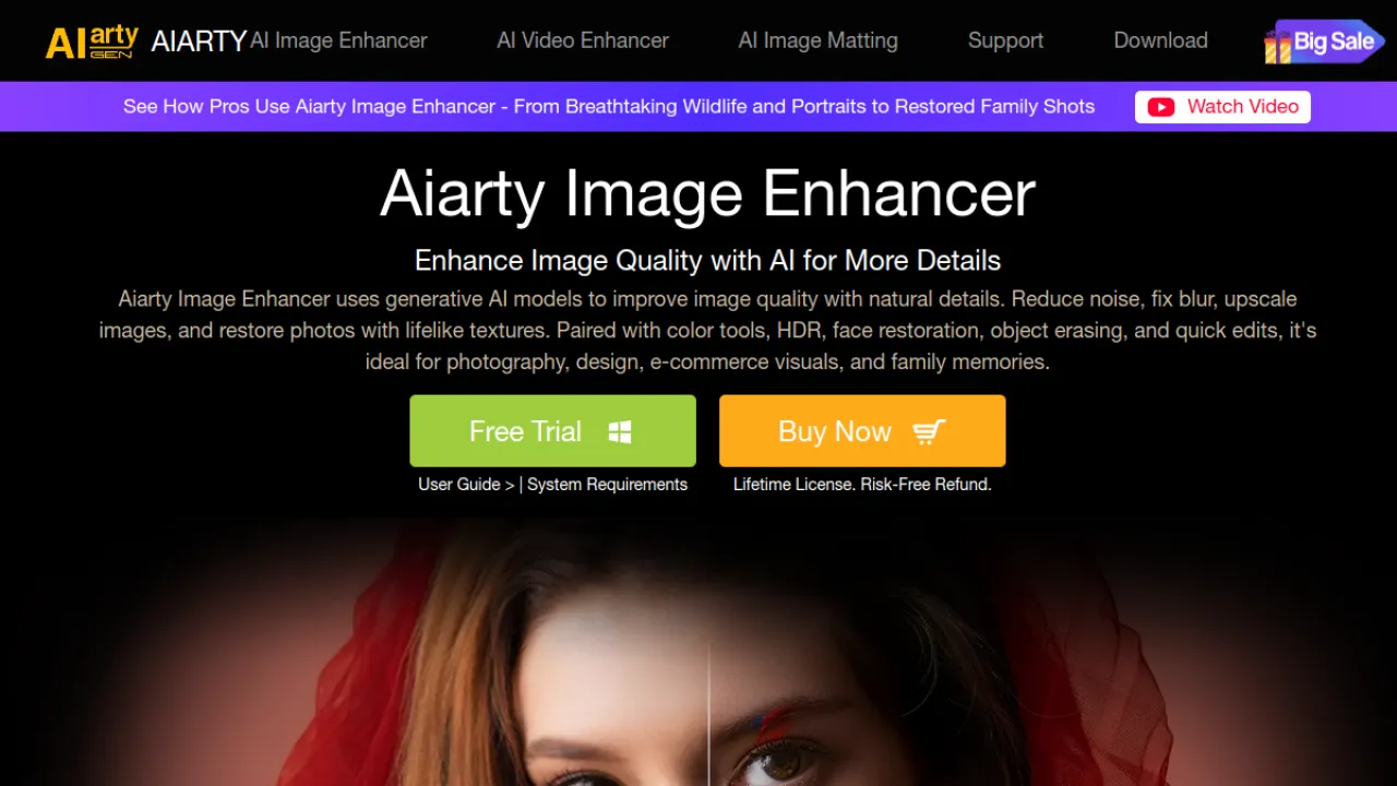 Aiarty Image Enhancer homepage hero