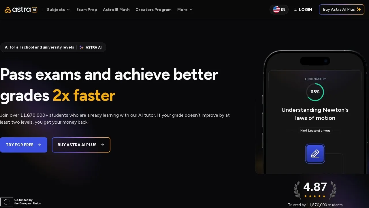 Astra AI homepage hero