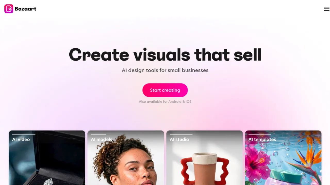 Bazaart homepage hero