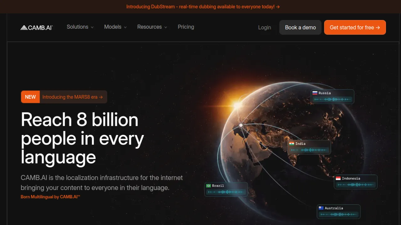 CAMB.AI homepage hero