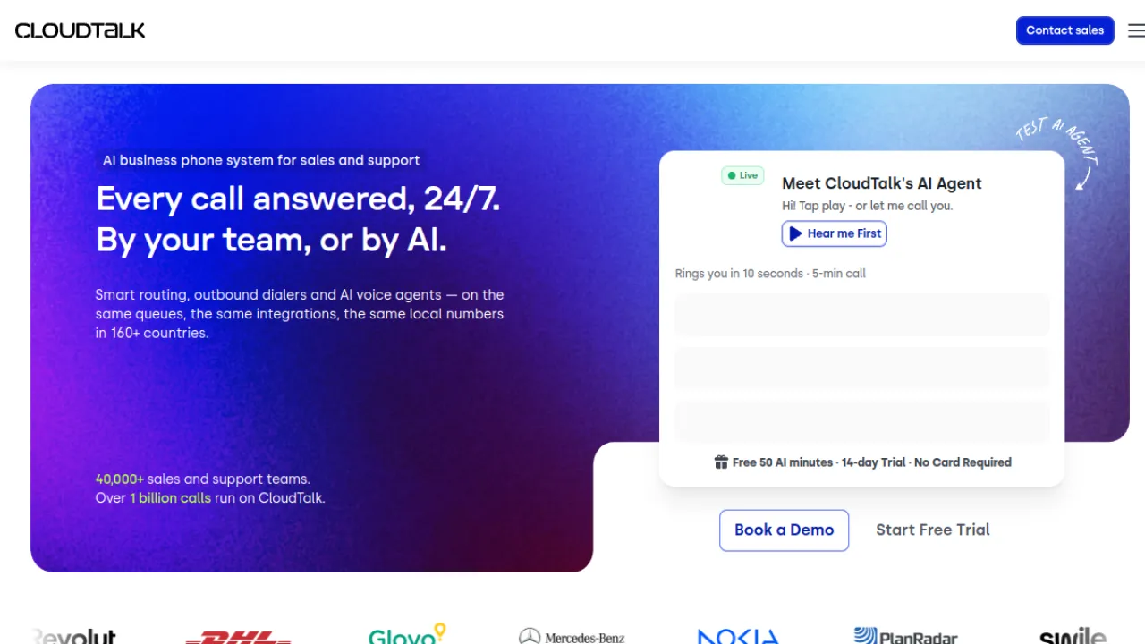 CloudTalk homepage hero