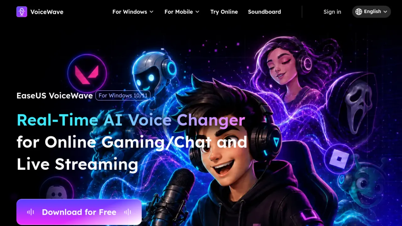 EaseUS VoiceWave homepage hero