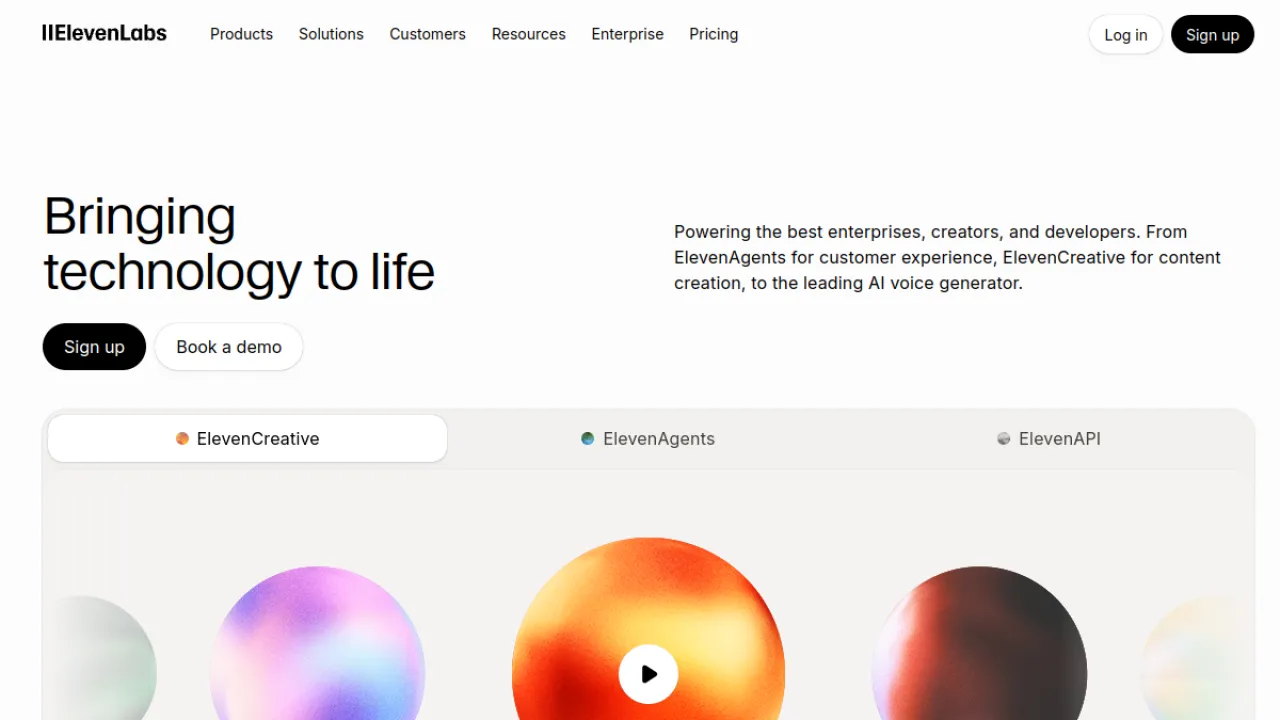 ElevenLabs homepage hero
