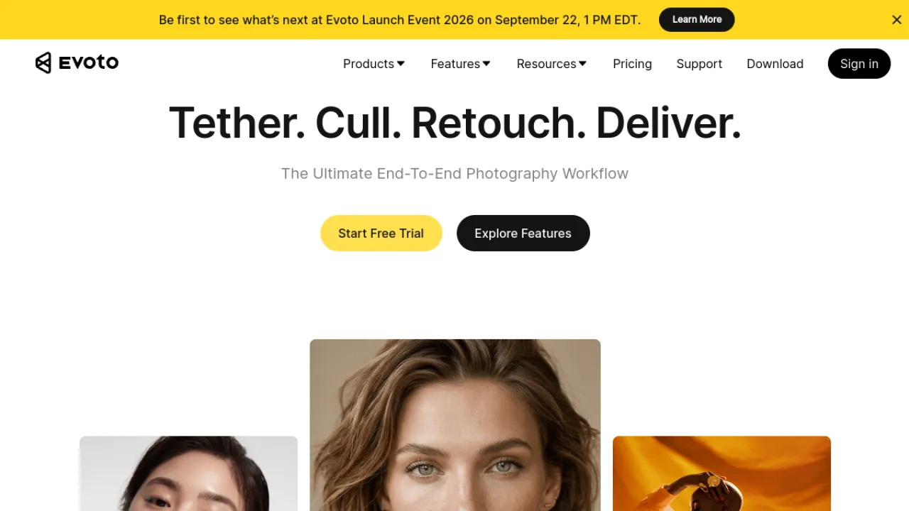 Evoto homepage hero