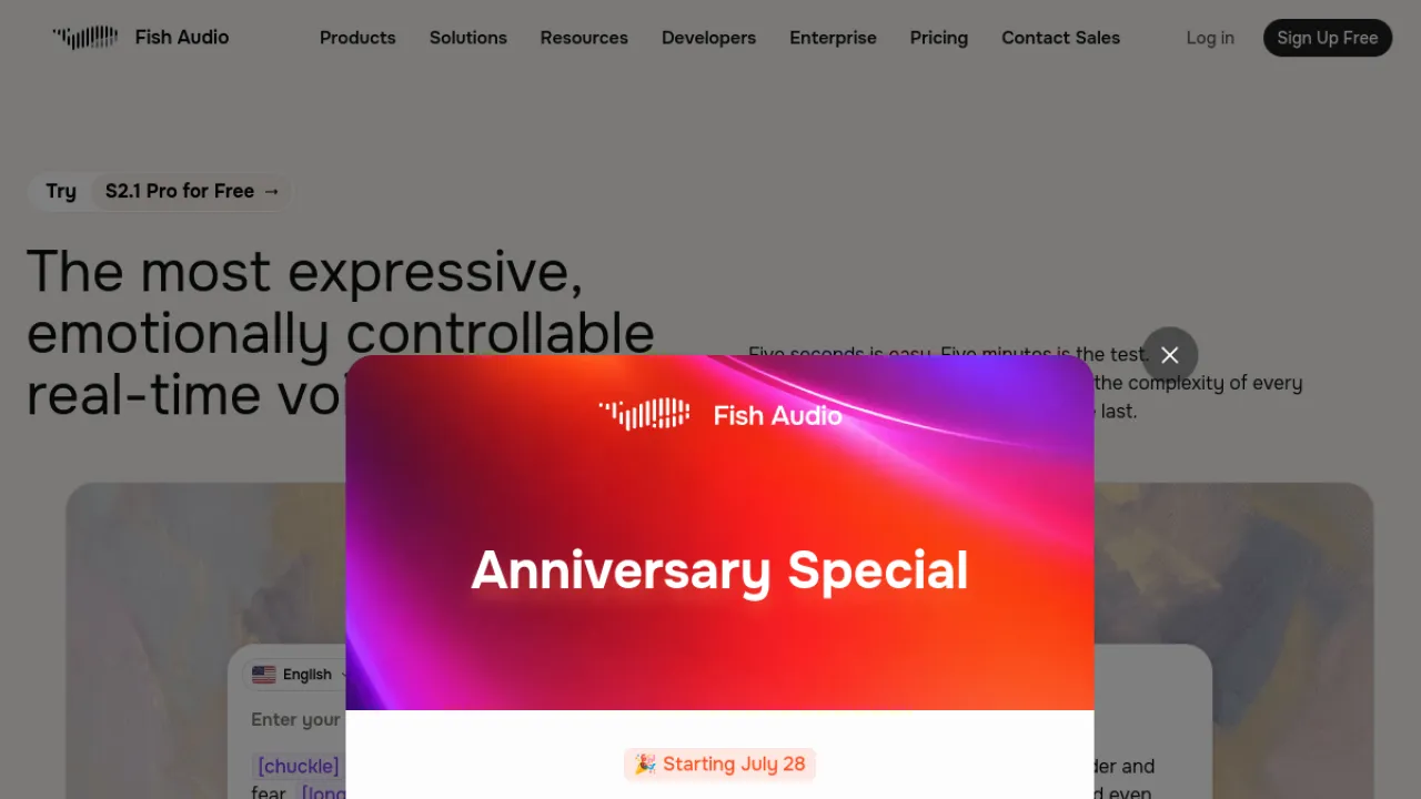 Fish Audio homepage hero