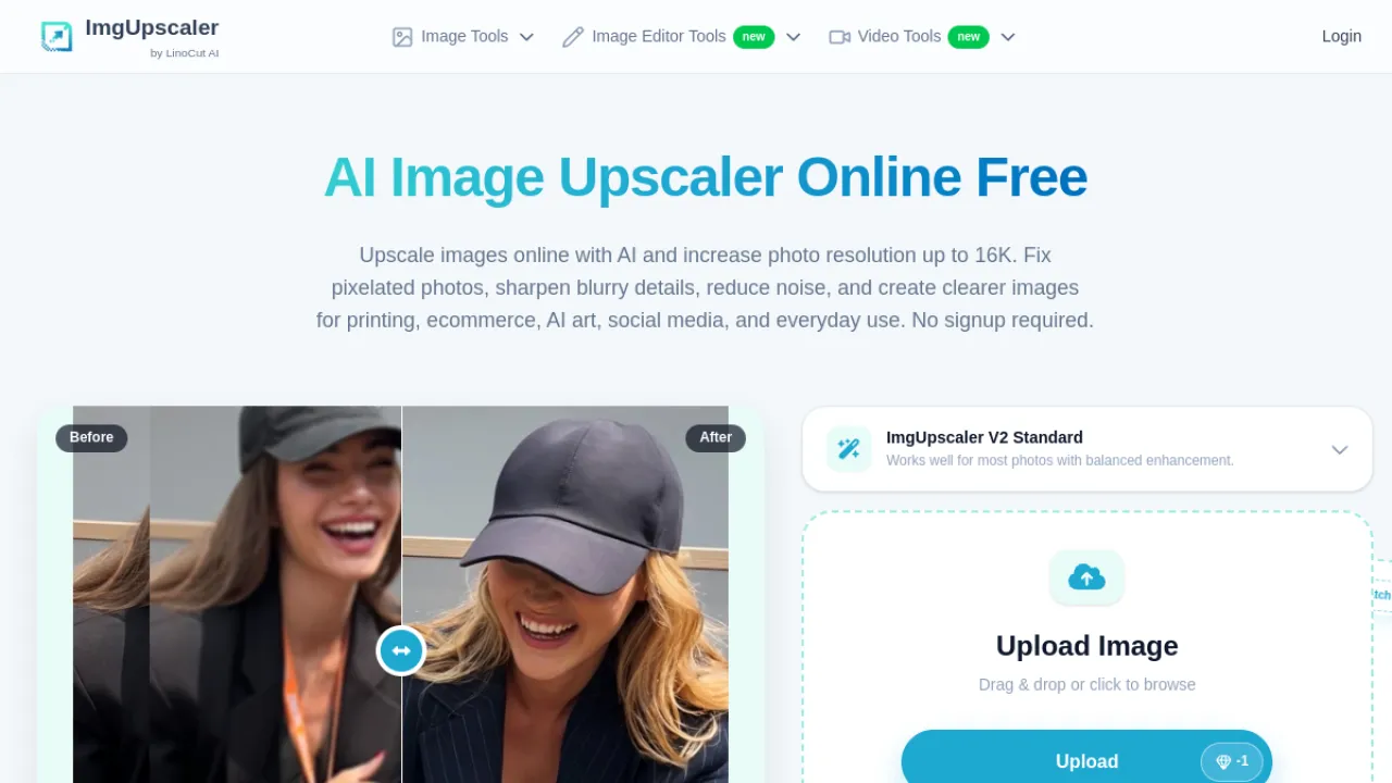 ImgUpscaler homepage hero
