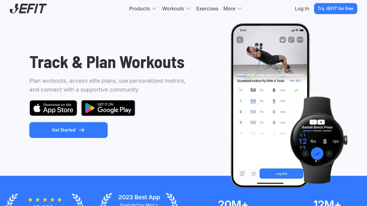 Jefit homepage hero