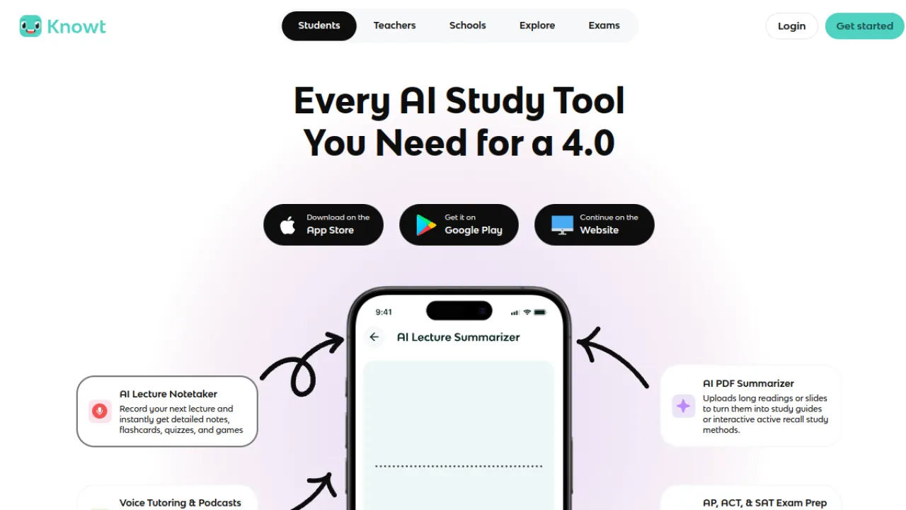 Knowt homepage hero