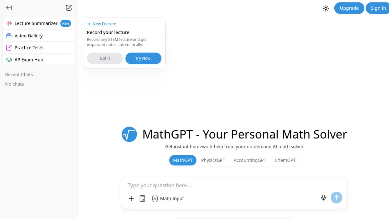 MathGPT homepage hero