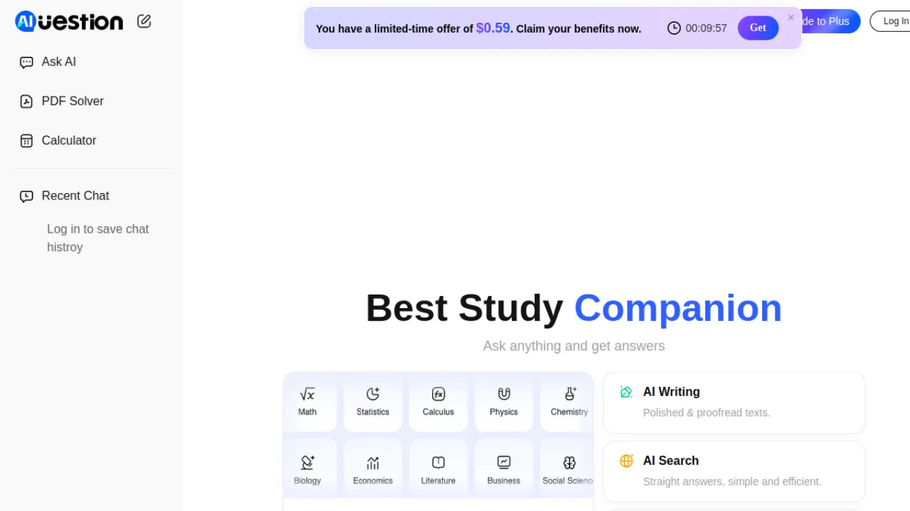 Question AI homepage hero