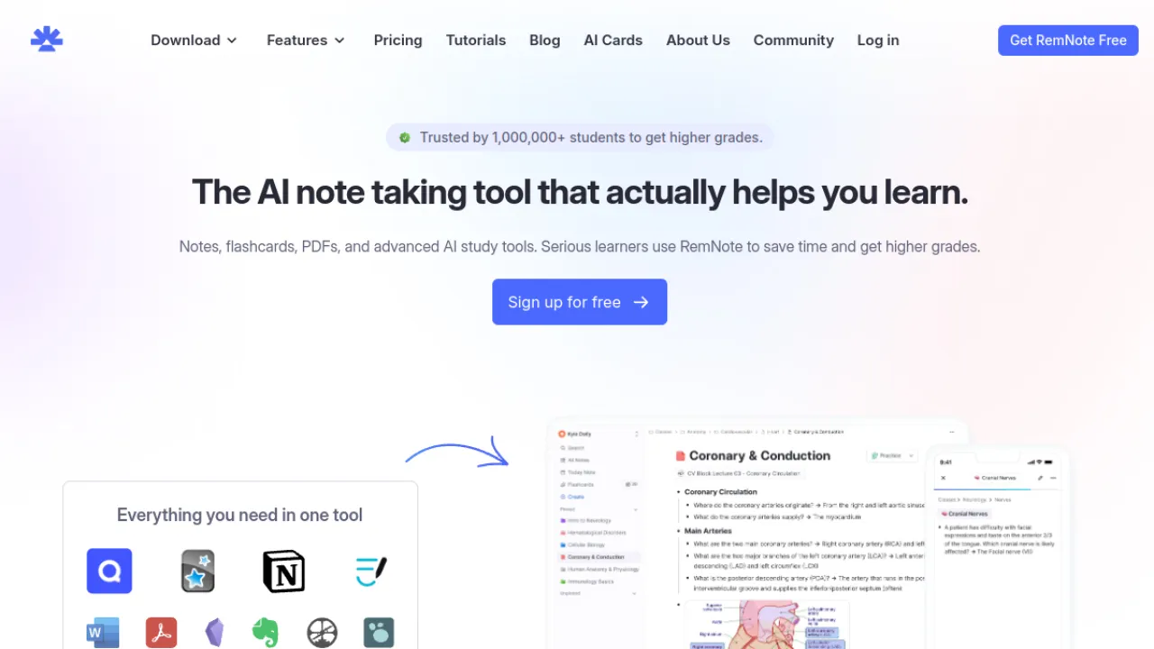 RemNote homepage hero