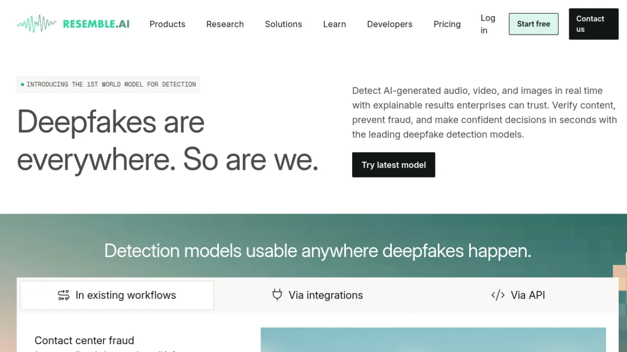 Resemble AI homepage hero