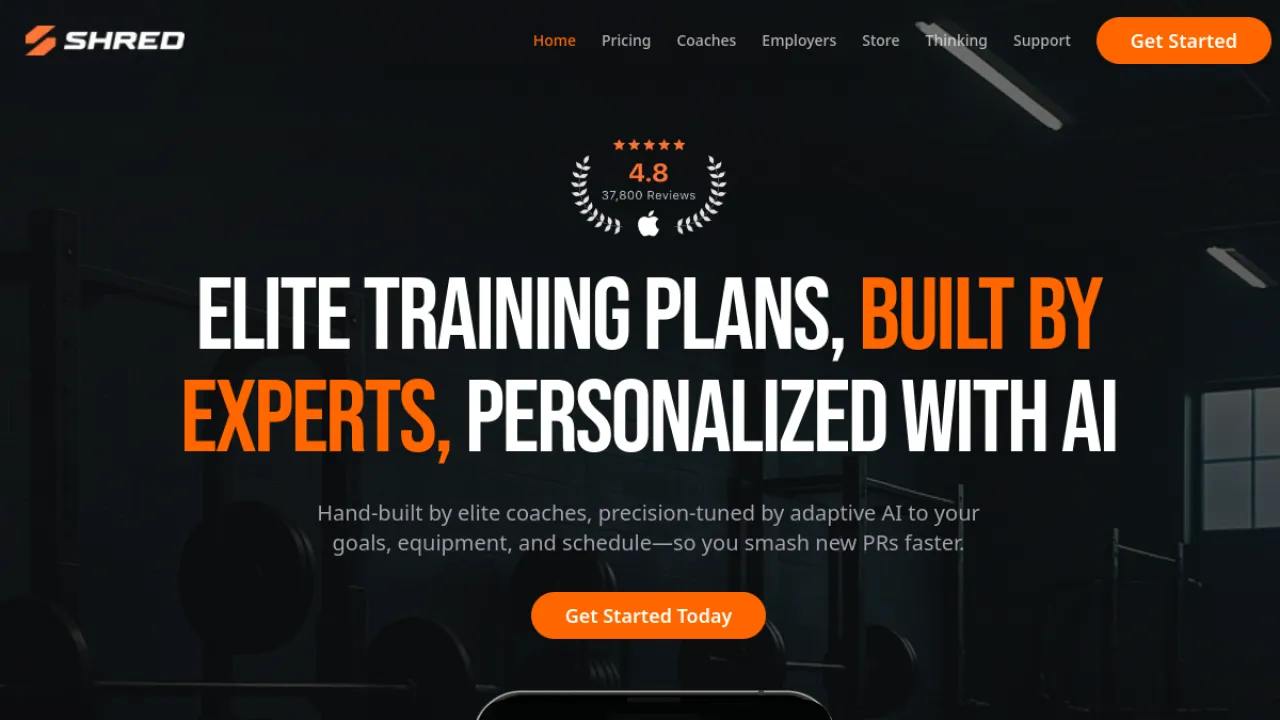 SHRED homepage hero