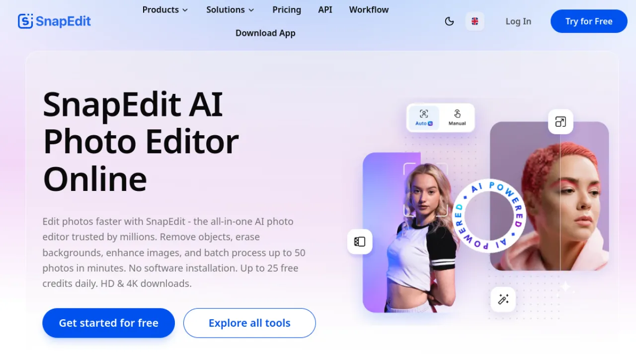 SnapEdit homepage hero