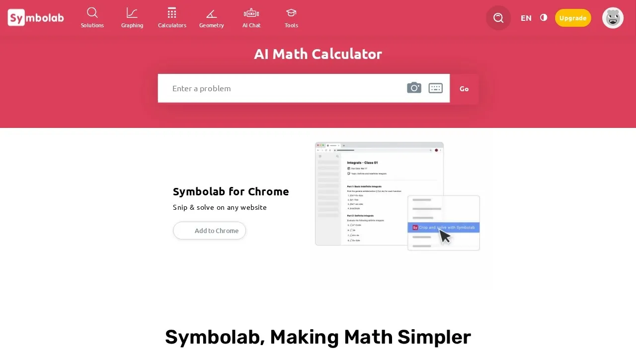 Symbolab homepage hero
