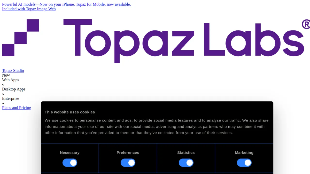 Topaz Labs homepage hero