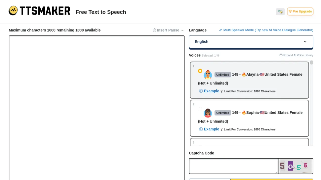 TTSMaker homepage hero