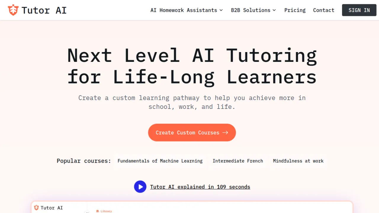 Tutor AI homepage hero