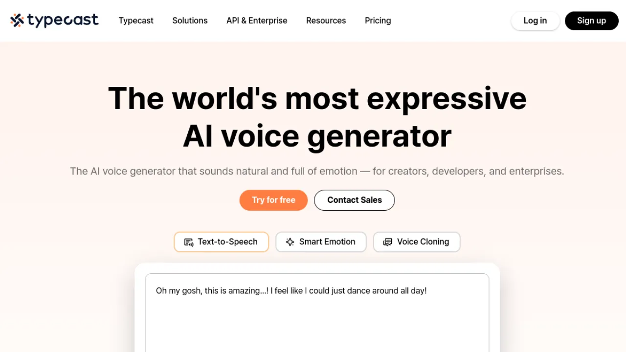 Typecast homepage hero