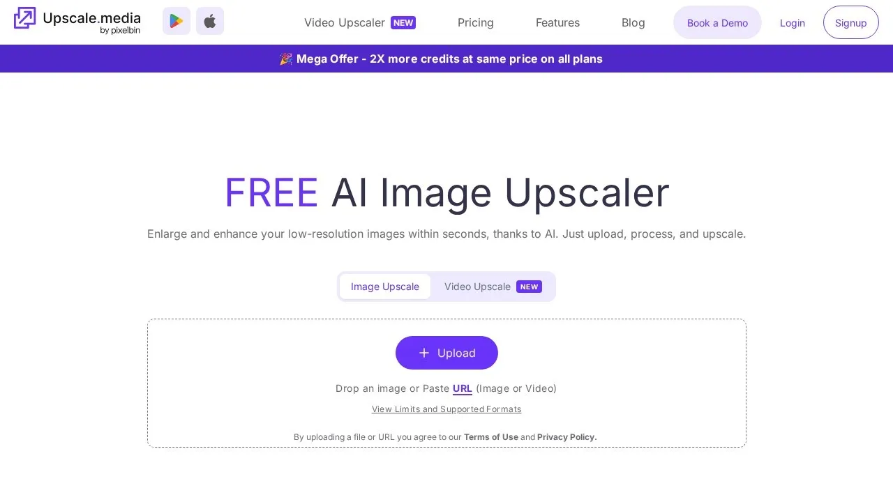 Upscale.media homepage hero