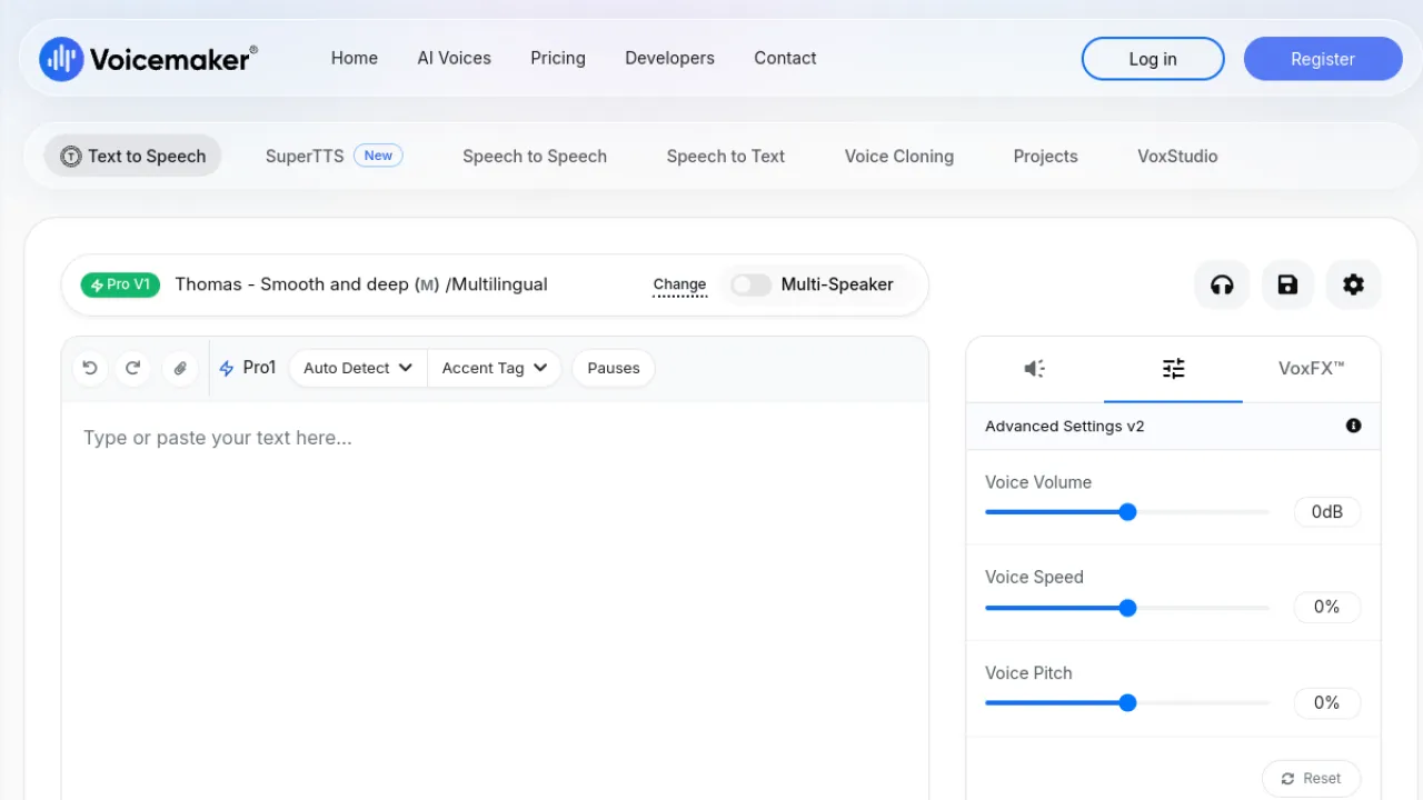 Voicemaker homepage hero