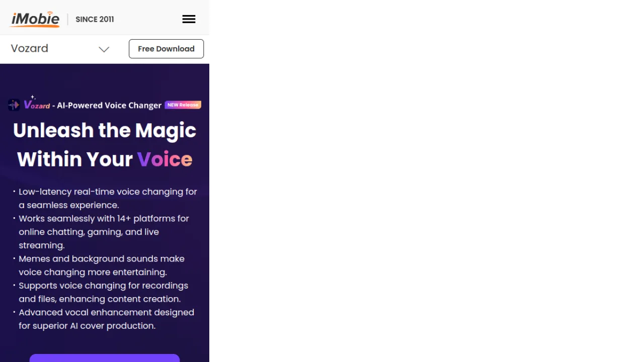 Vozard homepage hero