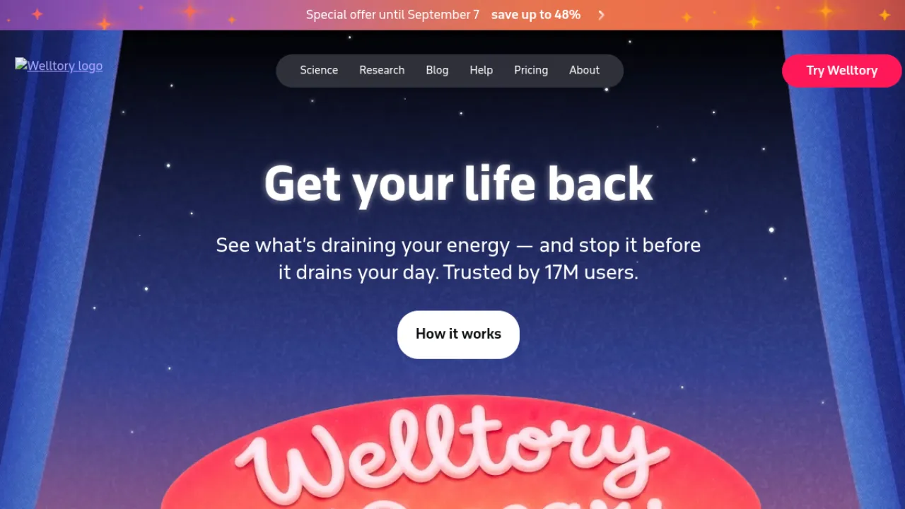 Welltory homepage hero