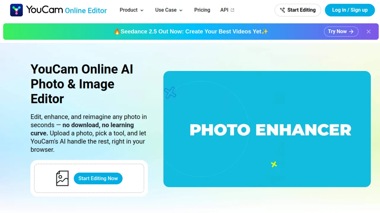 YouCam AI Photo Editor homepage hero